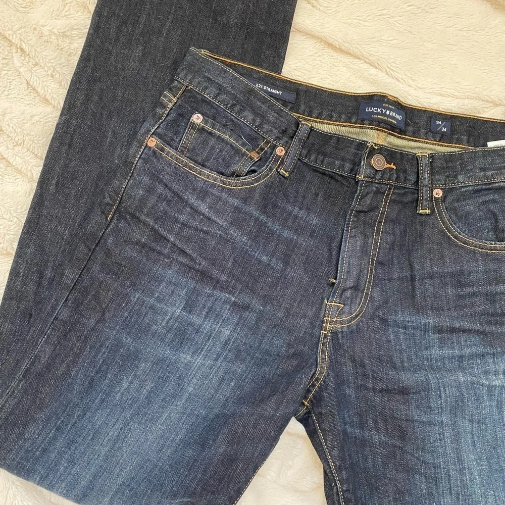 Lucky Brand Men's 221 Straight Jean dark wash Barite denim Sz 34/34